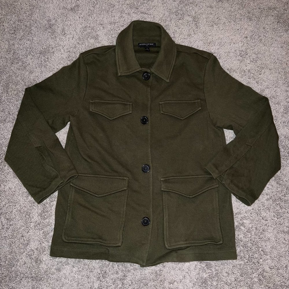Banana Republic Boxy Twill Utility Jacket Olive Green Size Small
